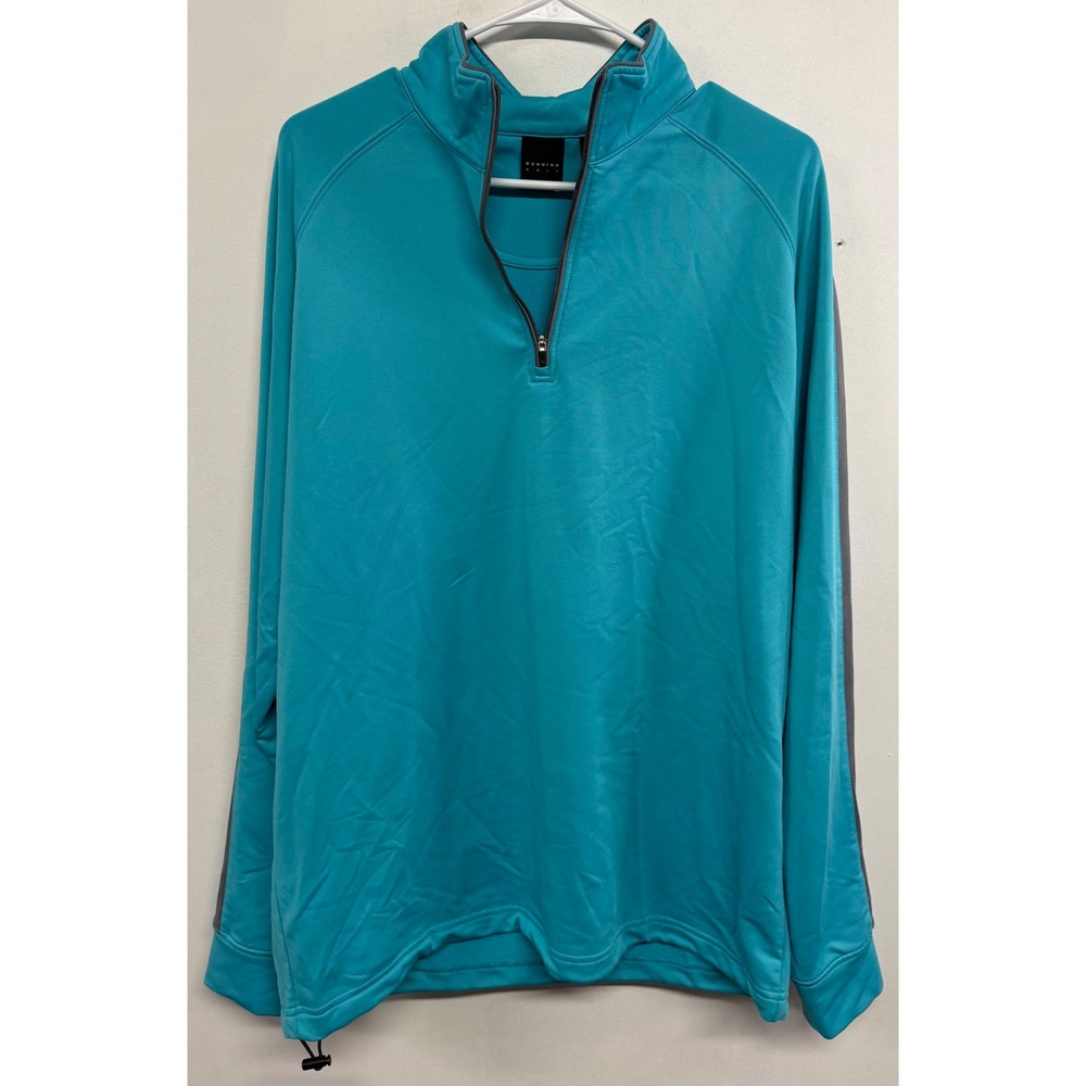 Dunning Golf Mens Quarter Zip Pullover Turquoise Blue Grey Stripe DN800358 Large